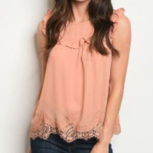 Blush Sleeveless Ruffle Blouse